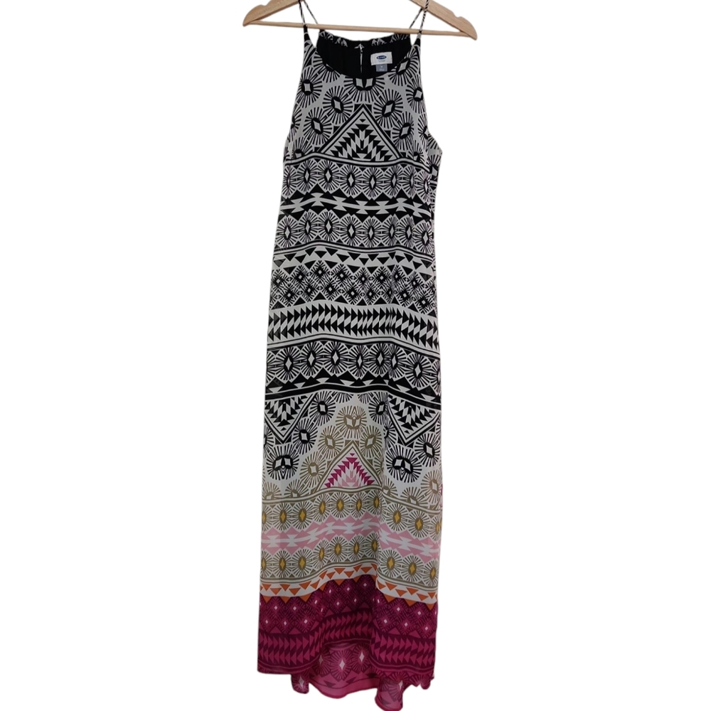 Old Navy Maxi Dress, Women's Medium Boho Aztec Sleeveless Summer Beach Vacation